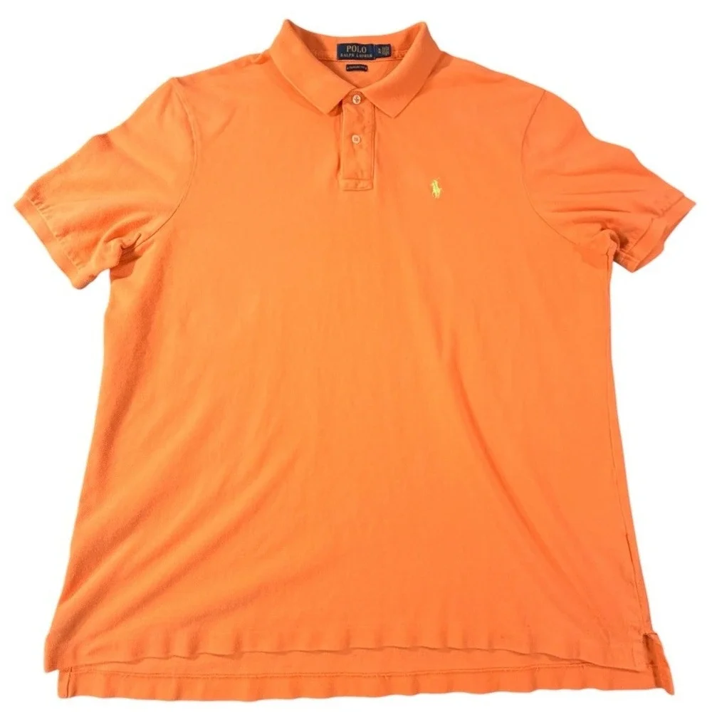 Polo Ralph Lauren Classic Fit Polo Shirt Orange Lime Pony Short Sleeve Men's XL